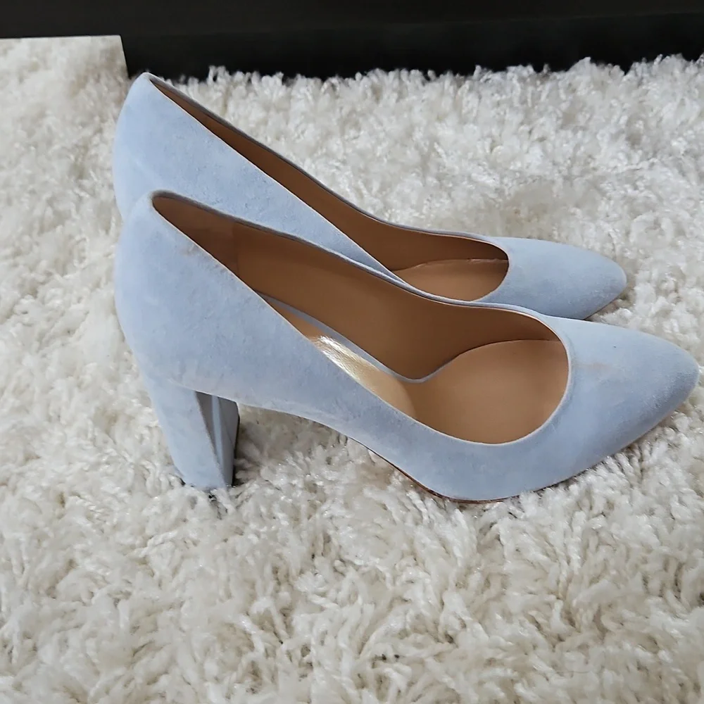 M.Gemi The Lustro  Powder Light  Suede Block Heels Pumps Size EU 38.5/US 8.5 - Picture 4 of 10